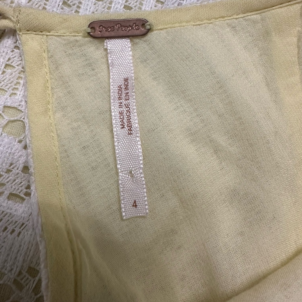 Free People Lacey Cocktail Dress. White / Butter Yellow Lined. Size: 4 - Picture 11 of 11